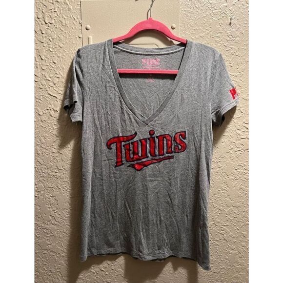PINK By Victorias Secret Minnesota Twins Baseball Shirt Size Large Flaws - Picture 1 of 9